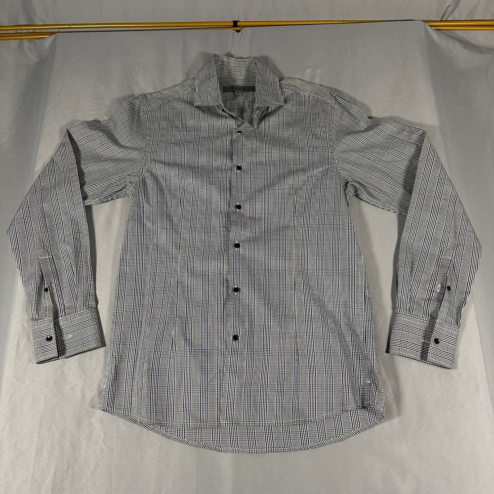 Reiss Button Up Shirt Mens Medium Blue White Check Checkered Business Casual
